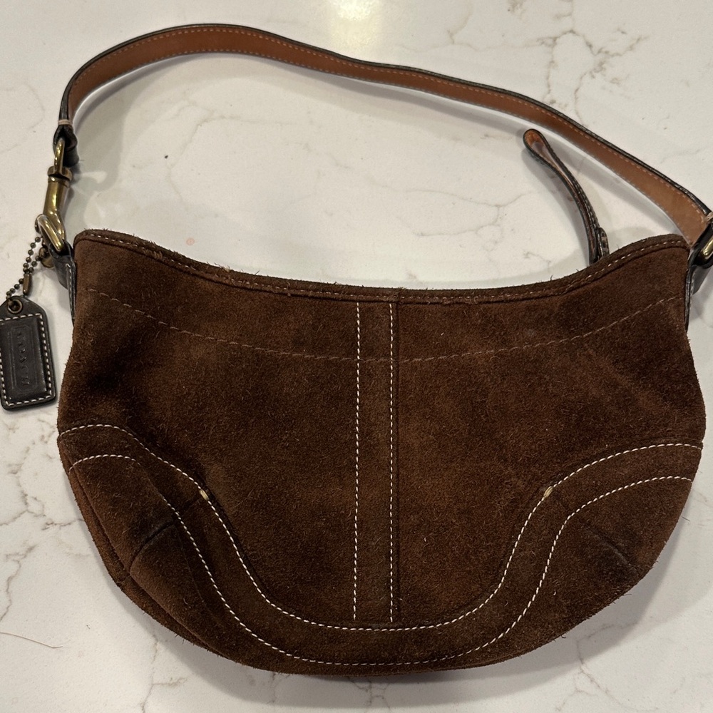 Coach Chocolate Brown Suede Shoulder Bag